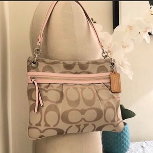 COACH Glam Pink & Tan glam canvas messenger 🌟